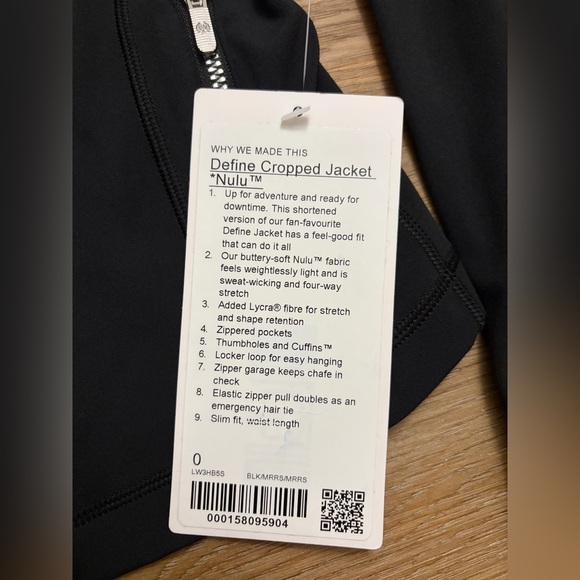 Lululemon Define Cropped Jacket NWT Black Size 0 - Picture 2 of 3
